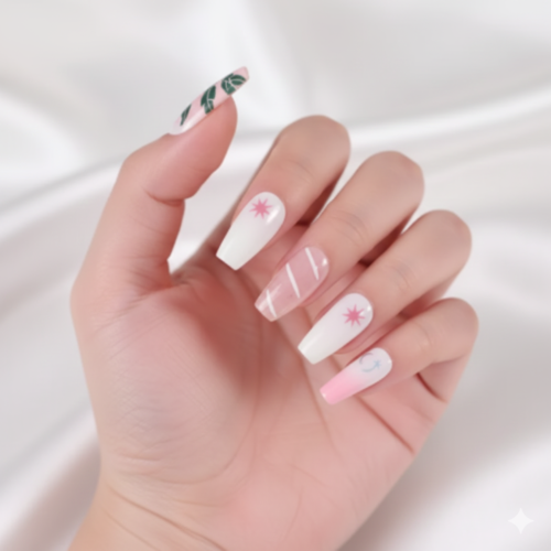 Designer Pink White Nails photo review