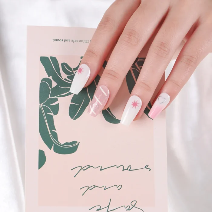 Designer printed Ballerina Shape Press On Nails Pack