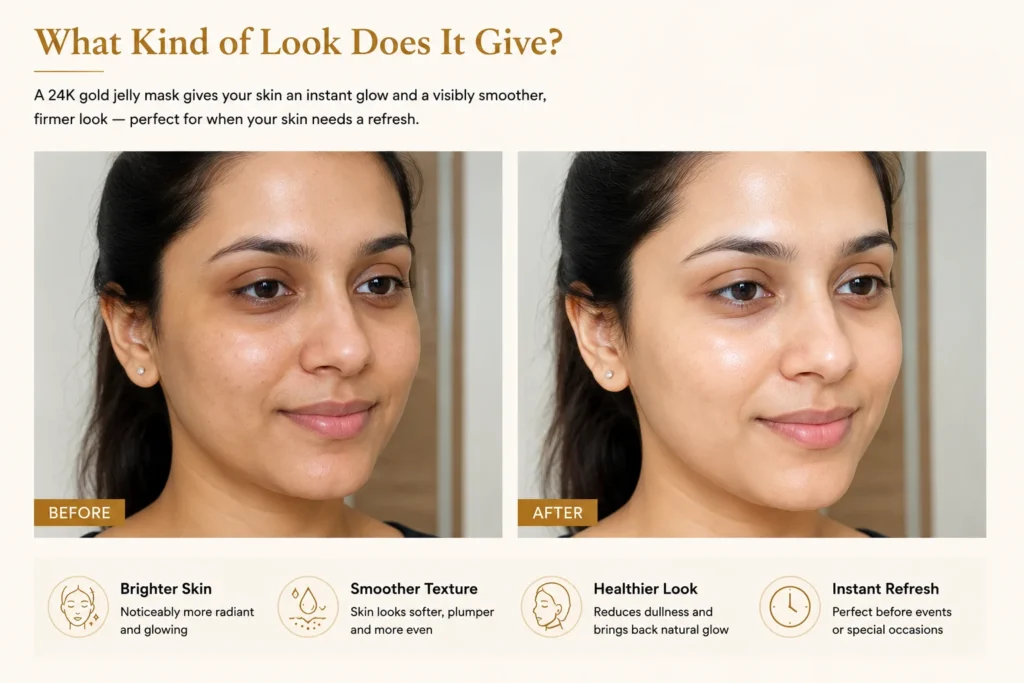 24K Gold Jelly Face Mask Benefits before after skin