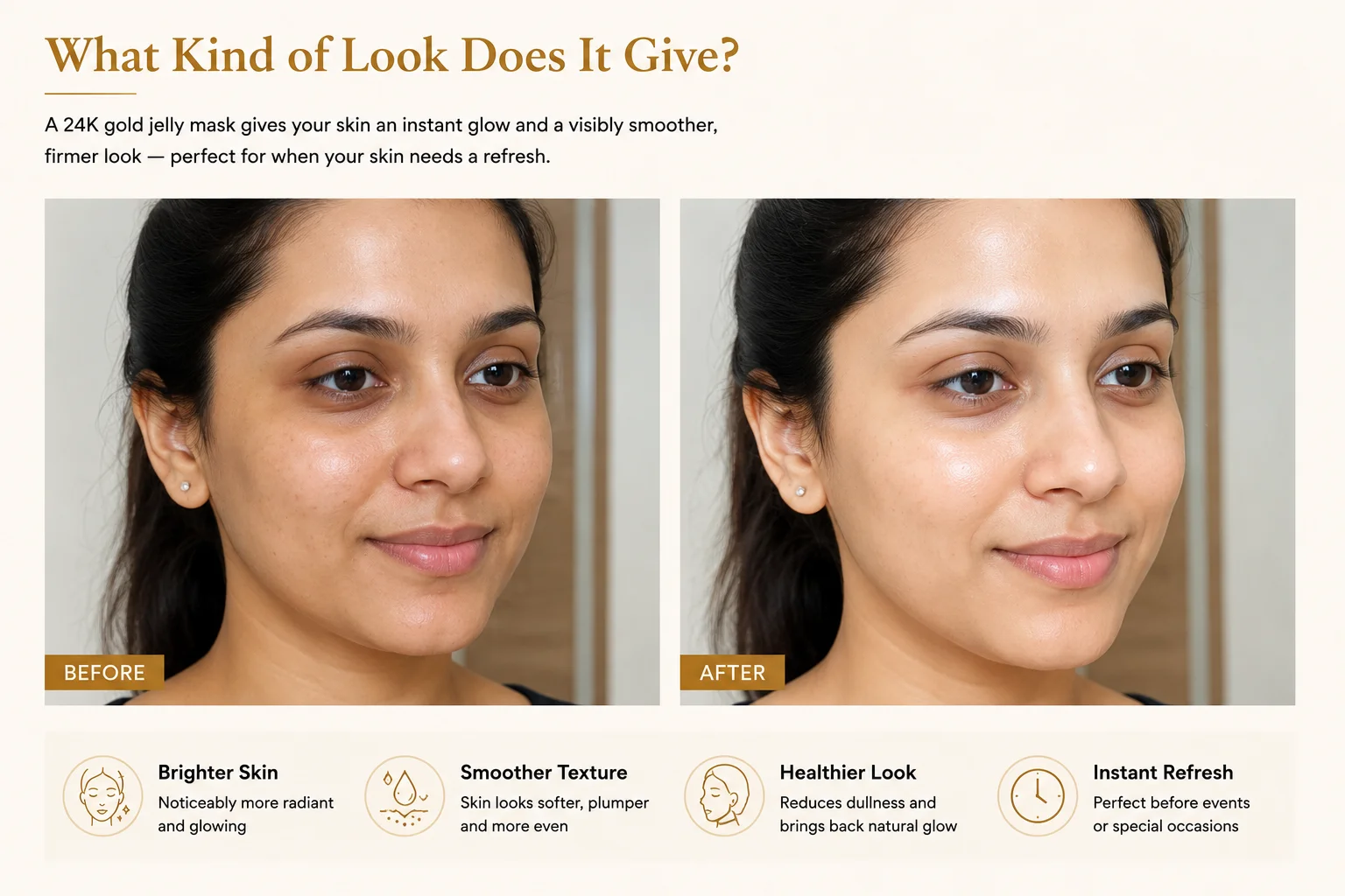 24K Gold Jelly Face Mask Benefits before after skin