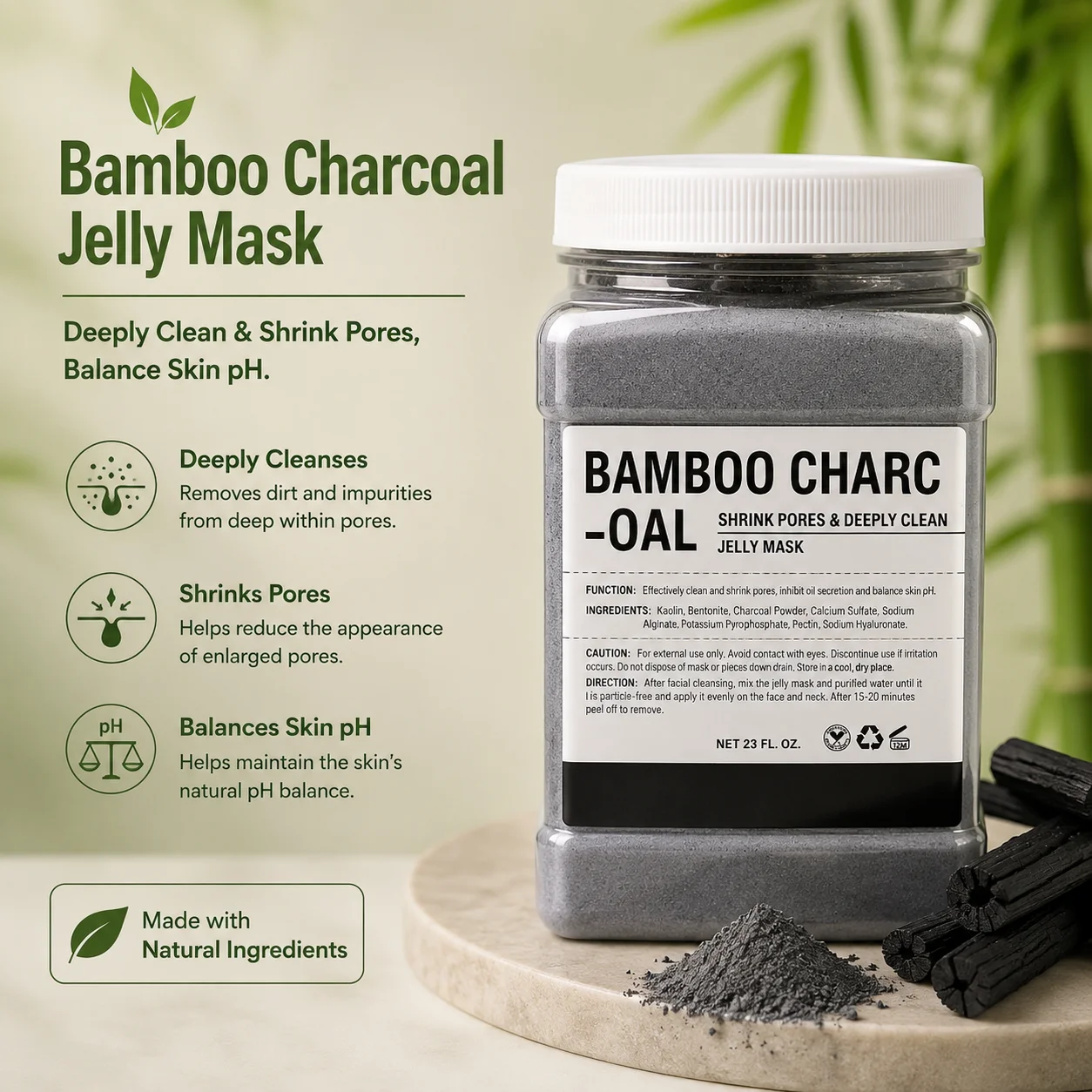 Bamboo Charcoal Jelly Mask - Deep Cleansing & Pore Control | Pinkbaby - Image 3