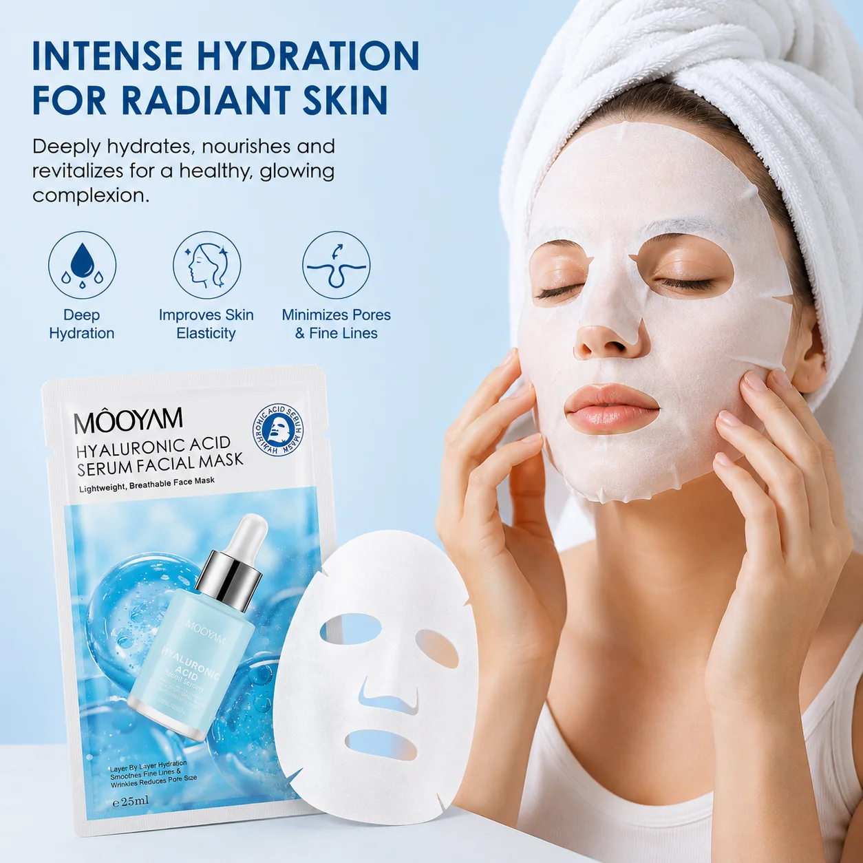 KOREAN HYALURONIC ACID SERUM FACIAL SHEET MASK for women